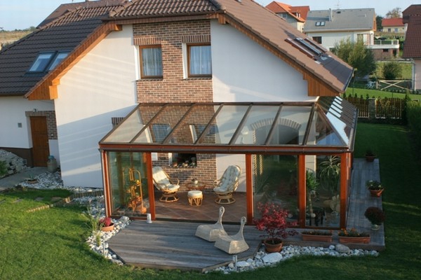 Terrasse Wintergarten aus Glas Bauen Sie schönen