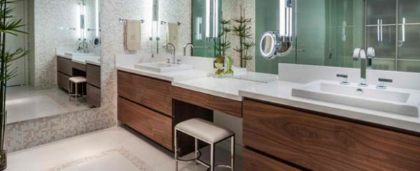 badezimmer design flache bad schränke ideen holz spiegel