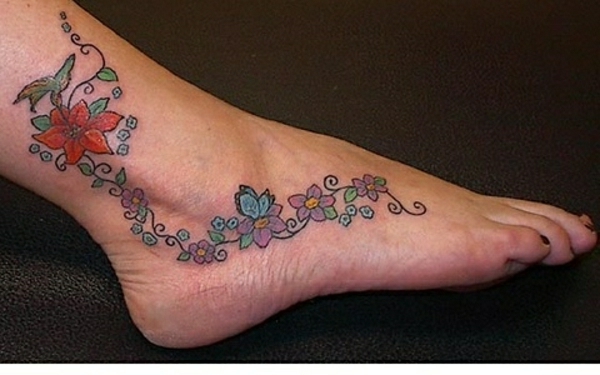 fuss tattoo designs tattoos ideen knöchel blumen