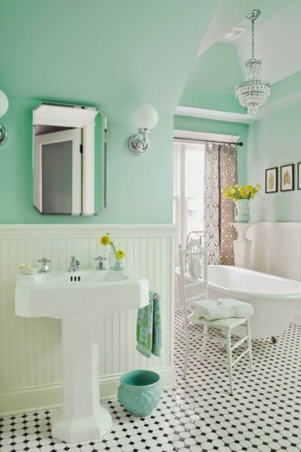 badezimmer gestalten ideen 50er jahre stil badfliesen