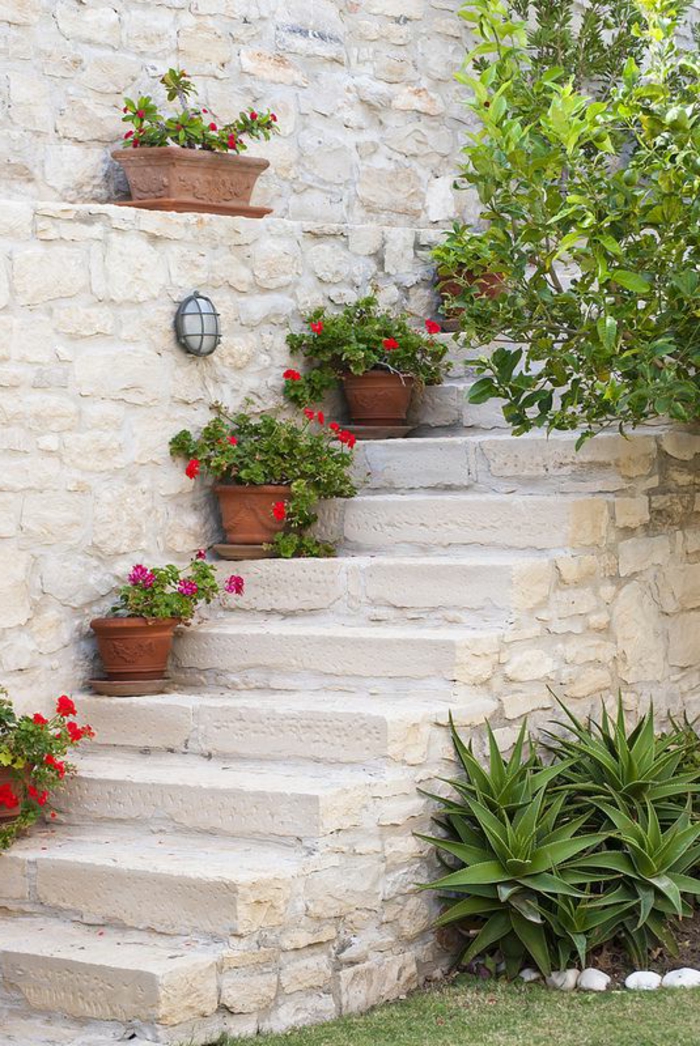 Garten Deko Ideen Die Garten oder Haustreppe mit Blumen