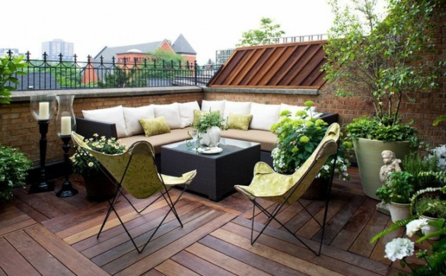 Moderne Terrassengestaltung aus Stein, Holz - Freshideen 1