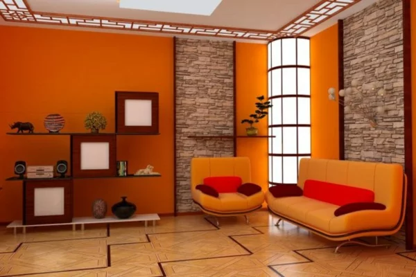 die orange farbe moderne ausstattung