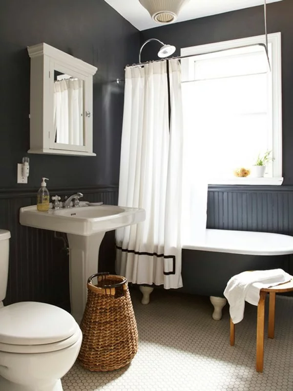 badezimmer idee schwarze ausstattung design badewanne
