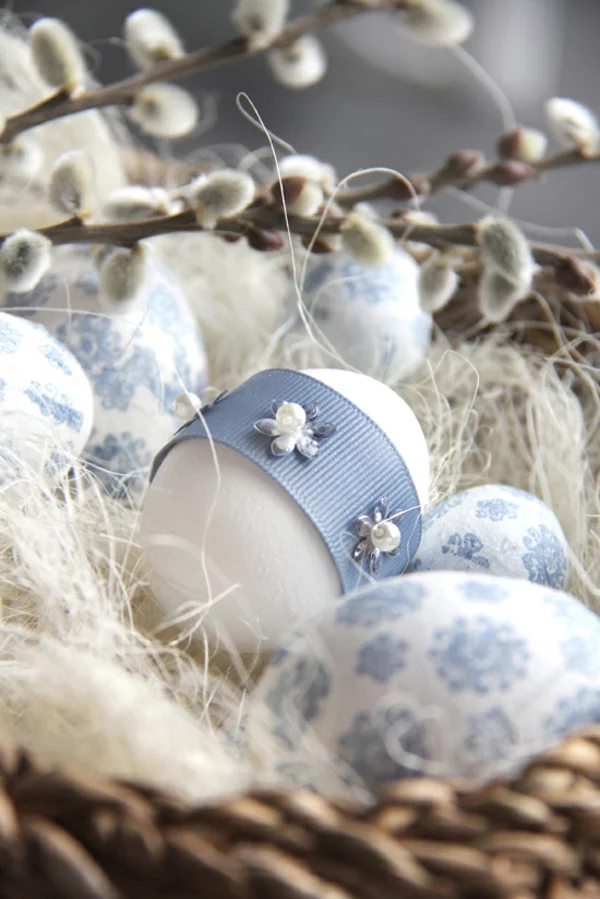 blaue deko ideen für ostern ostereier dekoration festlich