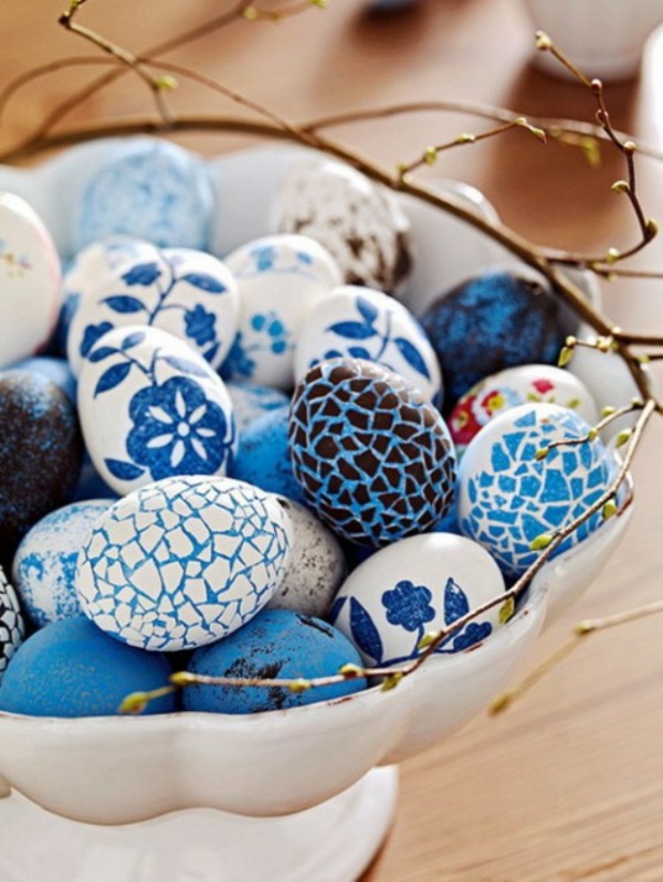 blaue deko ideen für ostern ostereier dekoration tisch festlich
