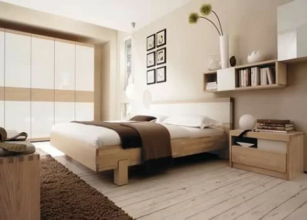 braunes beige interieur idee design schlafzimmer