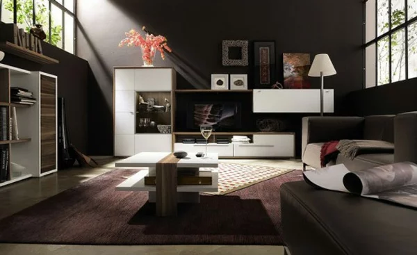 dunkles stylishes interieur idee design wohnzimmer extravagant