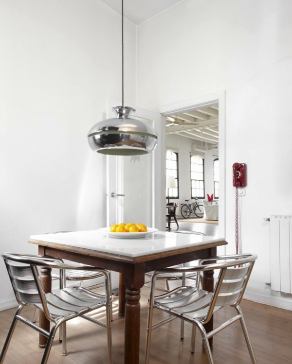 esszimmer minimalistisch metall möbel küchenstuhl tisch