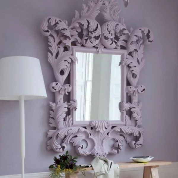 installation von spiegeln idee design hausflur lila motive