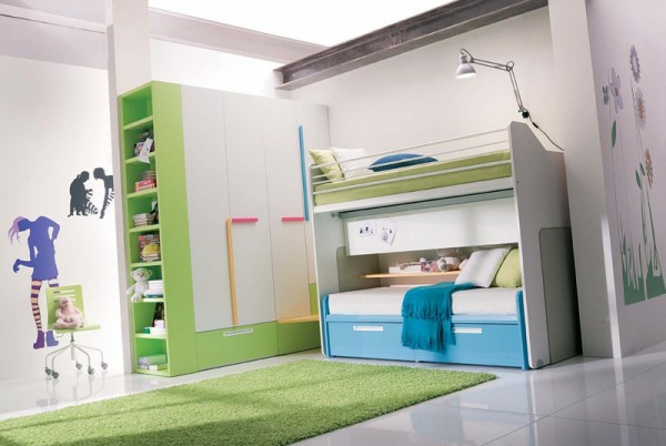 jugendliche schlafzimmer idee blaue grün