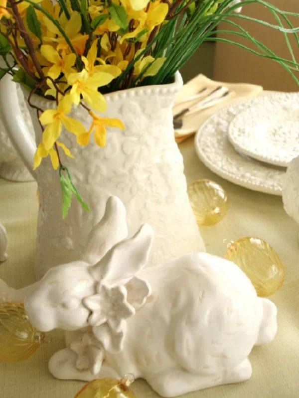 keramik kaninchen idee deko tisch fest feier ostern
