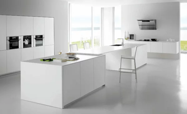 minimalistische weiss farbe küche design ausstattung