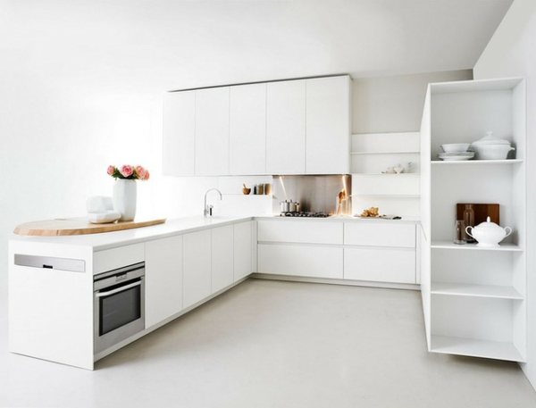 minimalistische weisse küche essecke holz elmar kompakt idee
