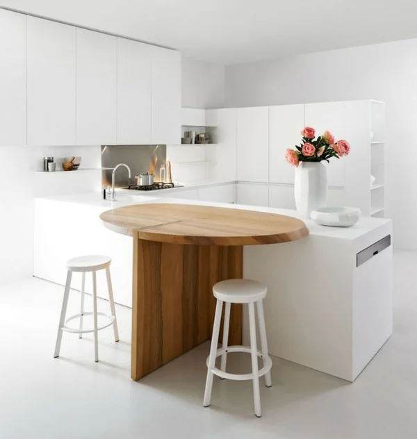 minimalistische weisse küche essecke holz elmar studio
