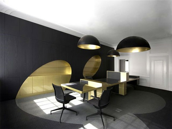 moderne formen wände schwarze interieur design ideen gold motive 