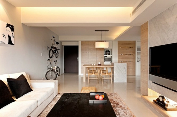  moderne minimalistische deko ideen fahrrad wohnzimmer