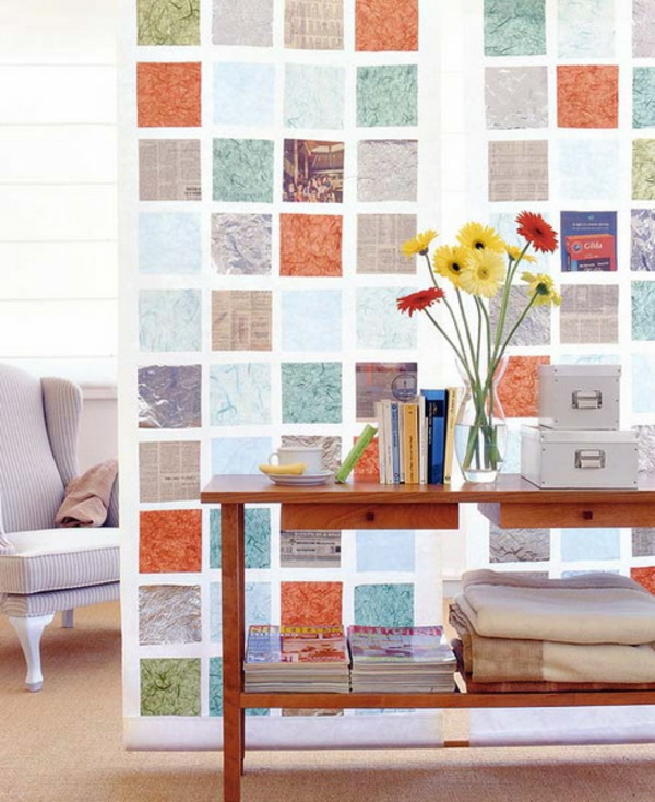 Wanddekoration in Patchwork-Stil in der Wohnung