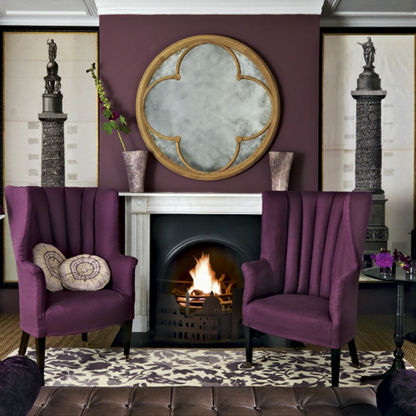 purpur lila klassisch idee design dunkel einbaukamin