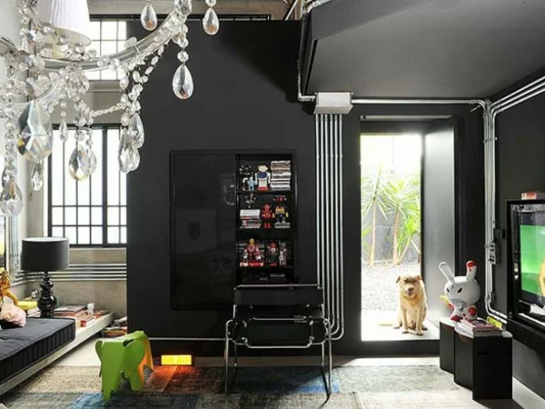schwarze interieur design ideen wohnzimmer luxus