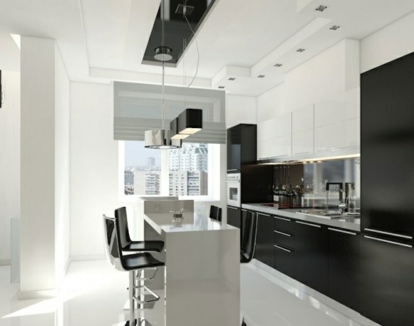 schwarz weiss küche design interieur dekoration idee