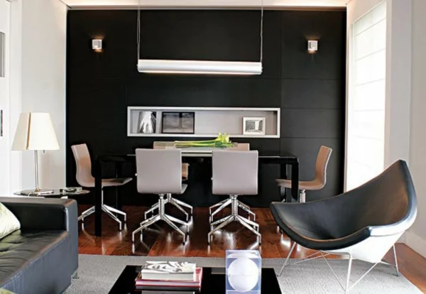 schwarze interieur design ideeen wohnzimmer dekoration 