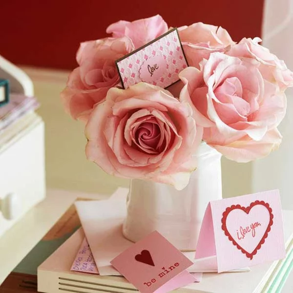 valentinstag rosen vase dekoration