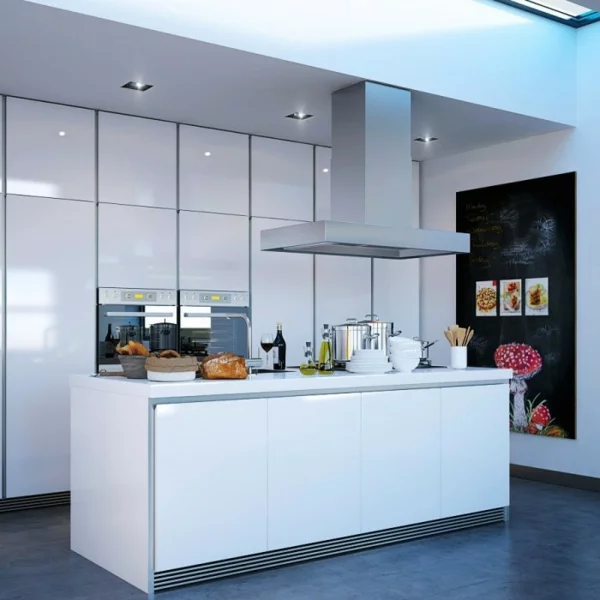 weisse kücheninsel design idee interieur minimalistisch
