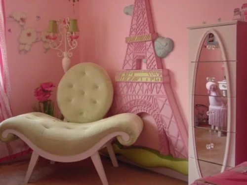 kinderzimmer - wundervoll design idee rosa farbe pariser eiffelturm