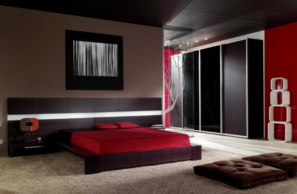 ästhetisch schlafzimmer idee design rot dunkel interieur