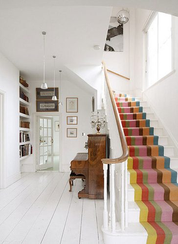 Stilvolle Treppendekoration Flur Holzfußboden Interieur Design