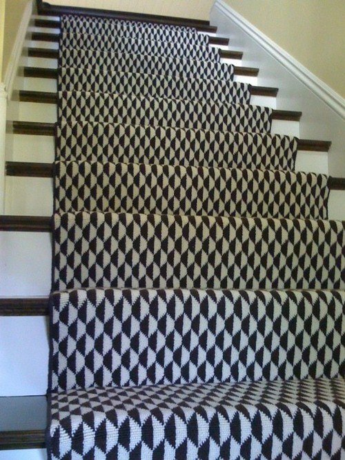 Vorleger Schwarz Weiß Muster Treppe Zuhause