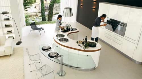 akrylmöbel stühle idee design weiß kücheninsel