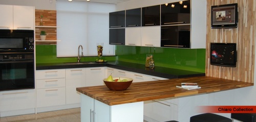 attraktive küchen designs glanzvoll grell grün küchenspiegel