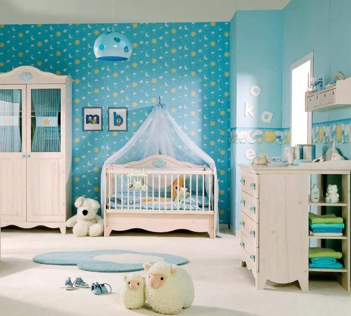 babyzimmer gestalten babyzimmer set blau