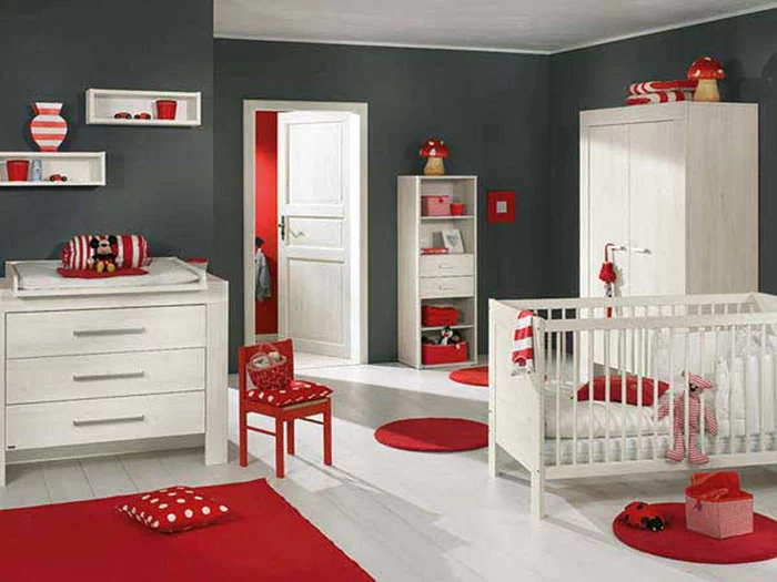 babyzimmer gestalten babyzimmer set rot grau