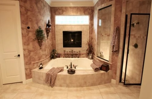 badezimmer designs mit einbaukaminen extravagant