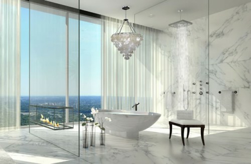 badezimmer designs mit einbaukaminen idee badewanne glaswände