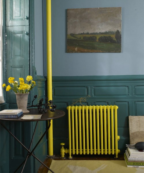 bemalen von alten radiatoren gelb idee  grell wohnzimmer