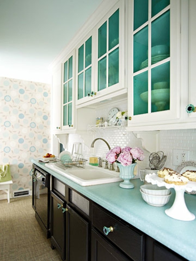 bunt farbenreich schmale Küchen Interieurs kompakt  galley