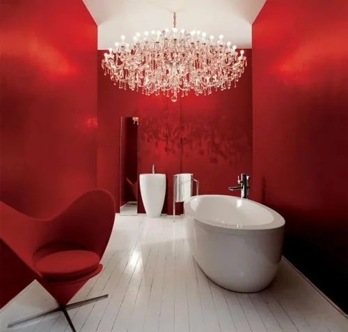 bunte badezimmer designs dunkelrot romantisch klassisch