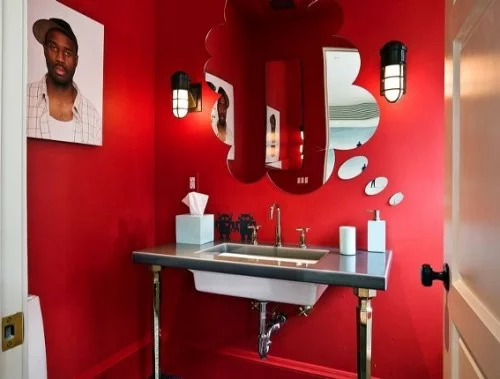 bunte badezimmer designs rot idee