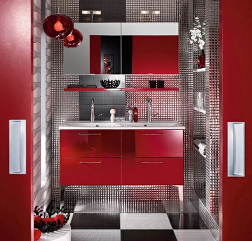 bunte badezimmer designs rot interieur