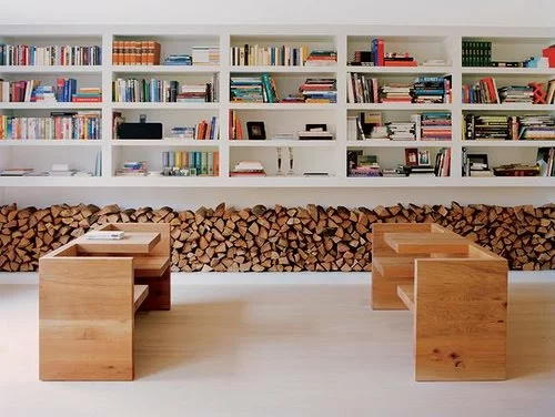 dekoration mit brennholzmuster idee minimalistisch