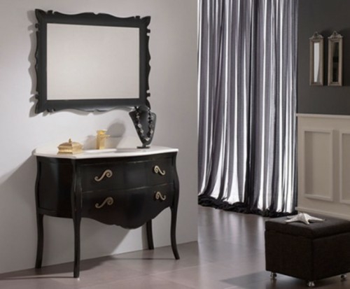 dunkle badezimmer design ideen schwarz weiß antik möbel