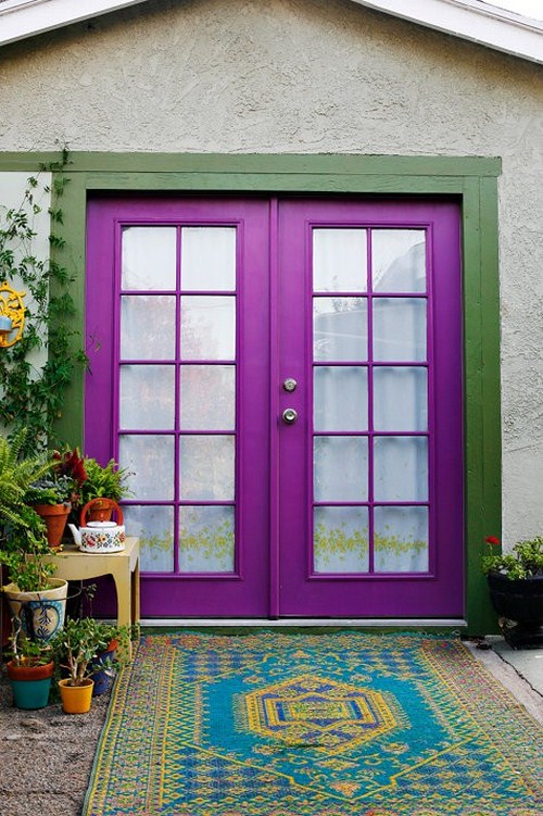 klassische Haustürdesigns Purpur Lila Farbe Zuhause 