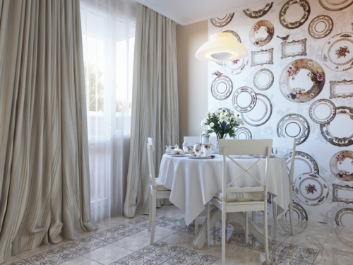 essbereich klassisch elegant weiß hell küche Tapeten im Küchenbereich