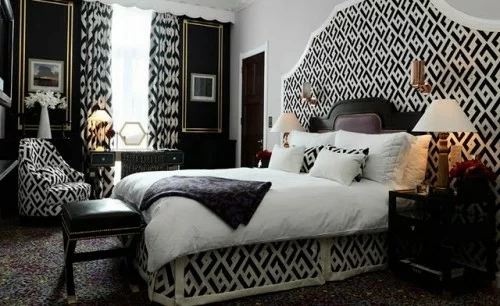 extravagante gästezimmer deko ideen schwarz weiß