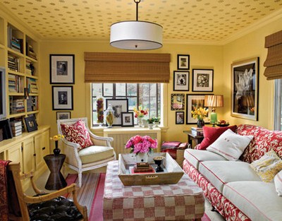 fantastische Decke gelbe Farbe Wohnzimmer Design