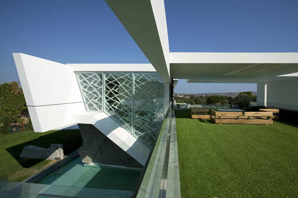 formen linien futuristisches residenz luxus projekt gras grün sonne